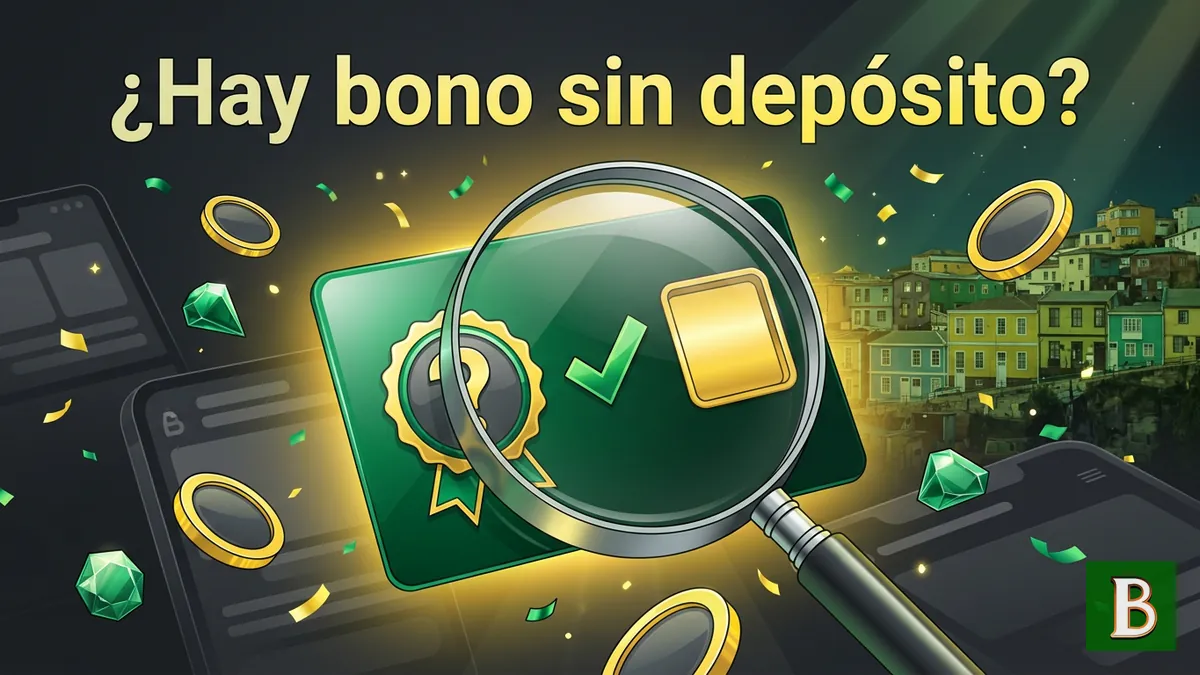 ¿Hay bono sin depósito en Brazino777 Chile? Tarjeta de bono con lupa sobre fondo grafito