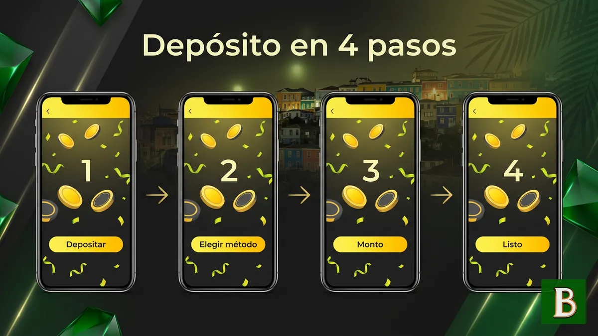 Cuatro pantallas del depósito en Brazino777 paso a paso, con pesos chilenos
