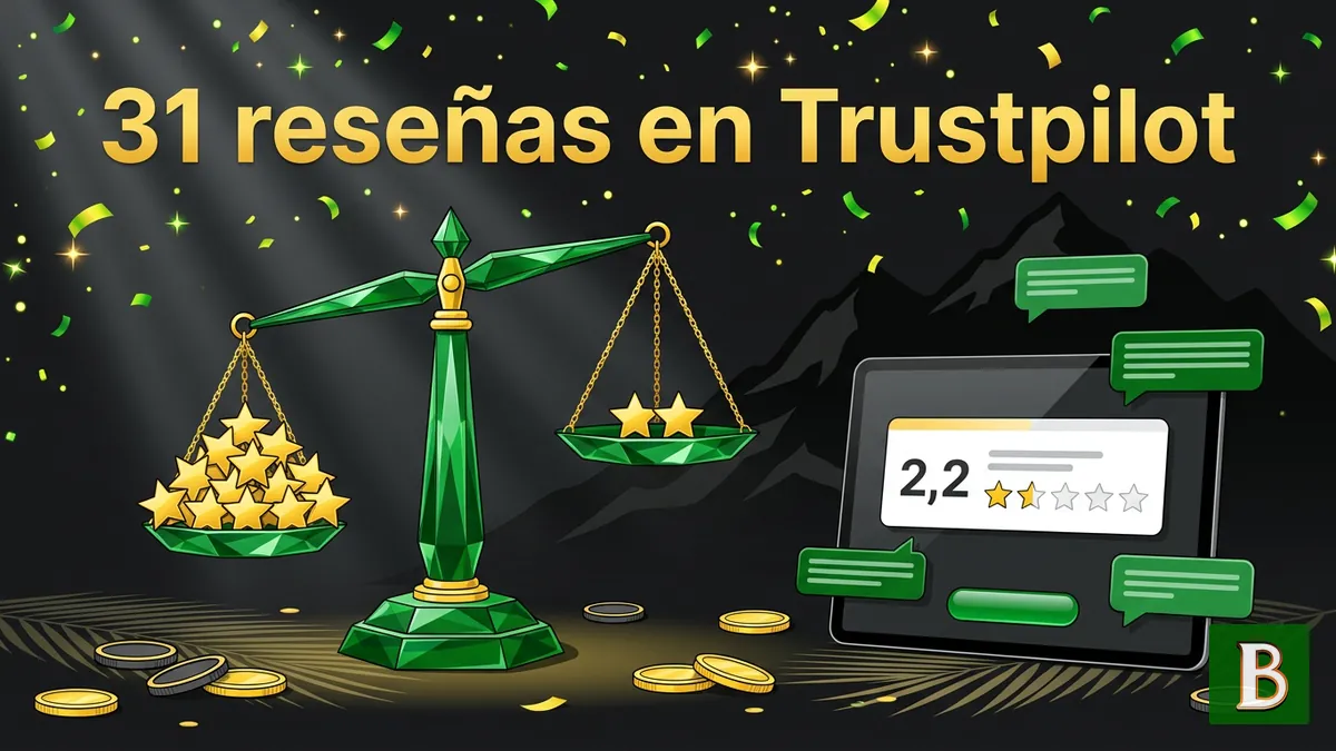 Balanza de estrellas con las 31 reseñas de Trustpilot sobre Brazino777